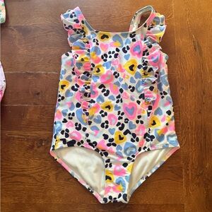 Cat and Jack Colorful Ruffled Swimsuit 10/12 P